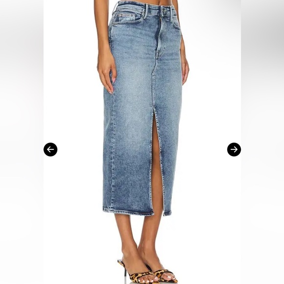 Good American Good Petite Skinny Slit Front Long Denim Skirt NWT - Picture 2 of 7